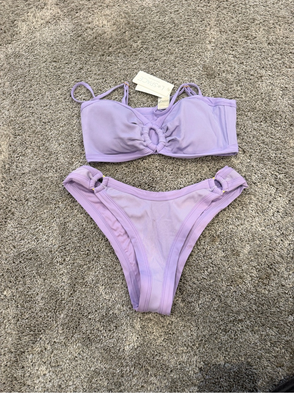 l*space Lavender Ring-Detail Bikini Set
